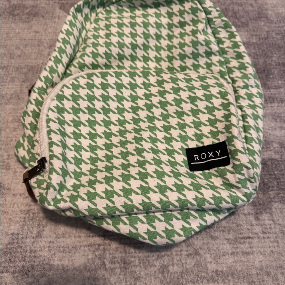 Roxy Green and White Houndstooth Backpack
